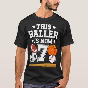Camiseta Festa de Aniversário Esportiva de 7 Anos Menino de