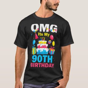 Camiseta festa de aniversário Feliz Birthda, 90 Feliz de OM