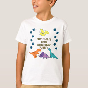 Camiseta Festa de Aniversário Infantil de Dinossauro