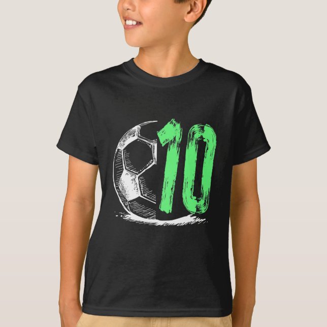 Camiseta Festa de aniversário Infantil de Futebol de 10 Ano (Frente)
