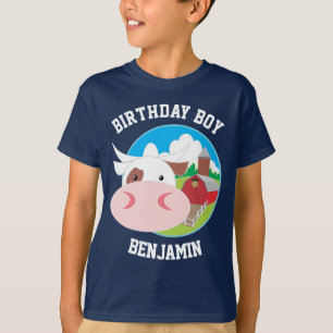 Camiseta Festa de Aniversário Infantil Fazenda de Vaca Fofa