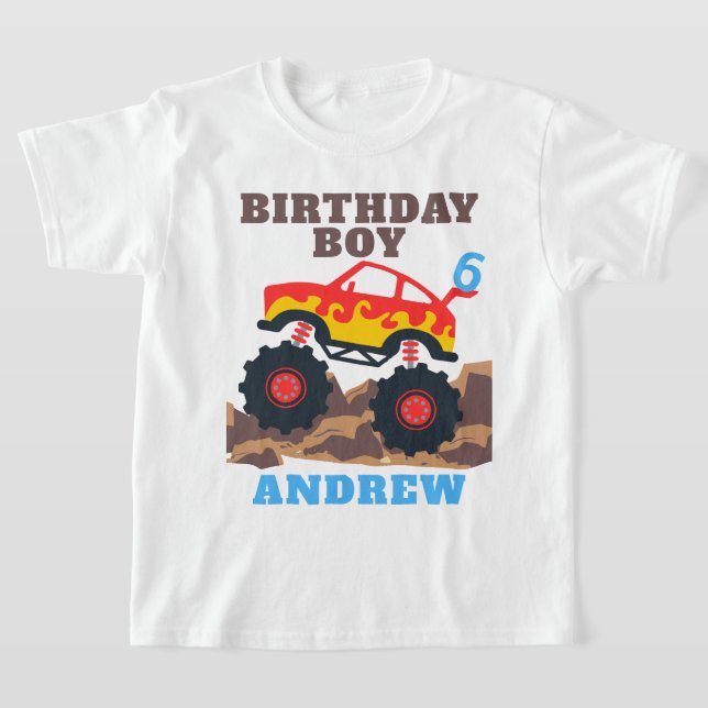 Camiseta Festa de aniversário Monster Truck Boy (Postura )