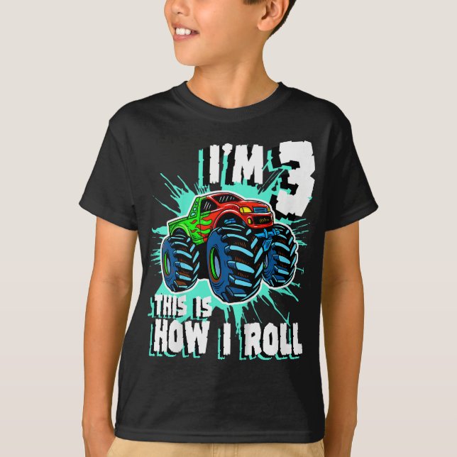 Camiseta festa de aniversário Monstro de 3 Anos de Idade (Frente)