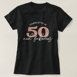 Camiseta festa de aniversário Personalizada Glitter 50 Fabu