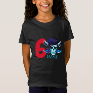 Camiseta Festa de aniversário Pirata de 6 do Crânio T-Shirt