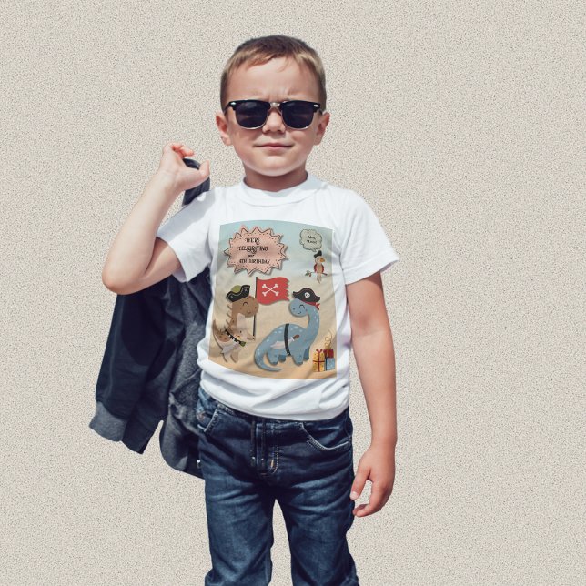 Camiseta Festa de aniversário Pirata De Dinossauro, Twin Bo (Treat your twin boys to a Dinosaur Pirates Birthday Party!  TRex & Brontosaurus dressed as pirates.)