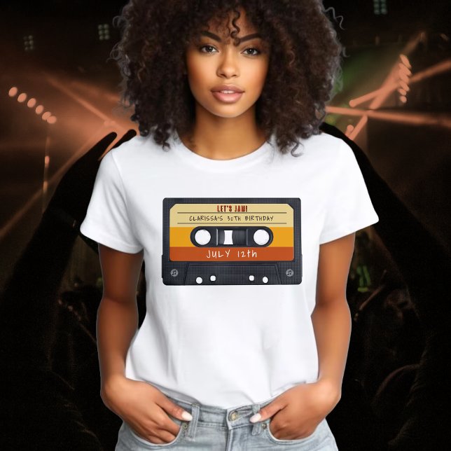 Camiseta Festa de aniversário Retroativa da Fita Cassete (Cassette Tape Retro Birthday Party T-Shirt
)