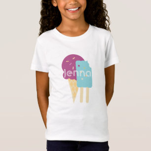 Camiseta Festa de Aniversário Roxo Azul Sorvete Adorável