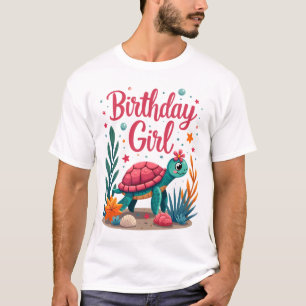 Camiseta Festa de Aniversário Tema Tartaruga Marinha Menina