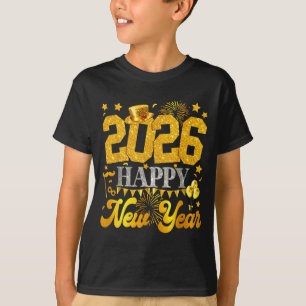 Camiseta Festa de Ano Novo 2026 Fogos de Artifício Véspera 