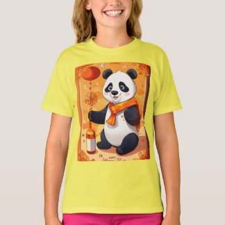 Camiseta Festa de Ano Novo do Panda — Desenho estilo Cartoo
