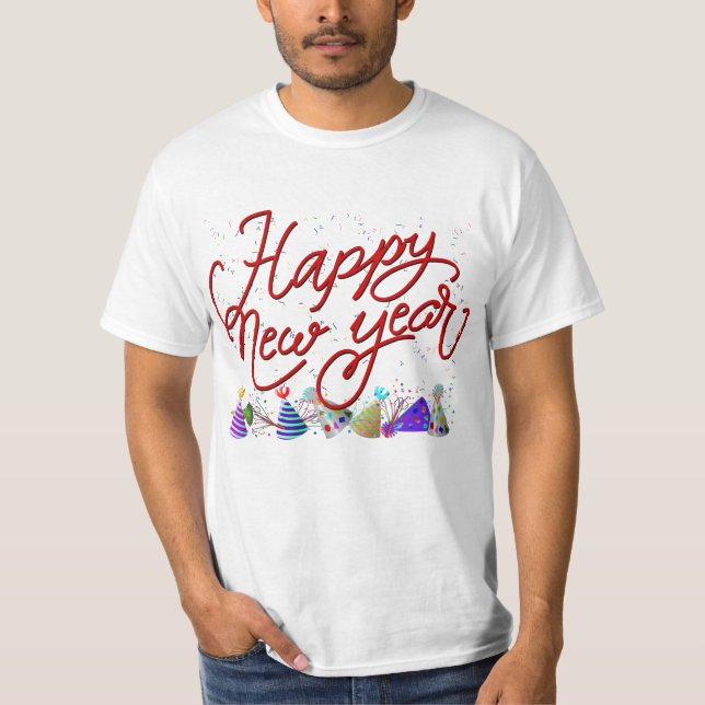 Camiseta Festa de Ano Novo Red 'Feliz ano novo' (Frente)