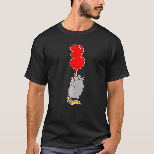 Camiseta Festa de Balões de aniversário de 3 anos de Gato d (Frente)