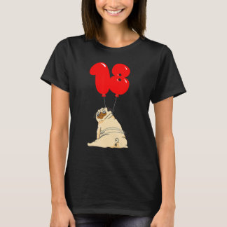 Camiseta Festa de Balões Infantis do Pug Gordo de 18 Anos