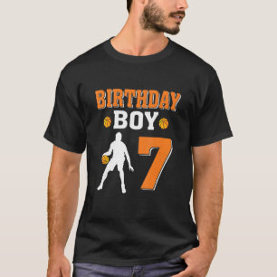 Camiseta Festa de Basquete Garoto 7 de Aniversário de 7 Ano