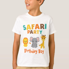 Camiseta Festa de Birthday Boy Trendy Safari