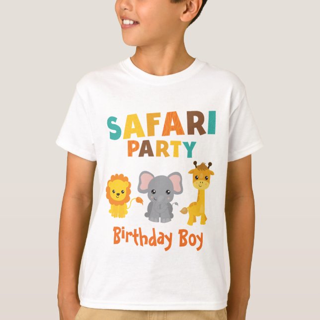 Camiseta Festa de Birthday Boy Trendy Safari (Frente)