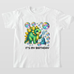 Camiseta Festa de bolha de aniversário de dinossauro de cri
