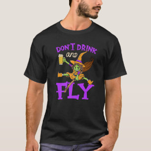 Camiseta Festa de Bruxas de Halloween Motif Não bebe e voa