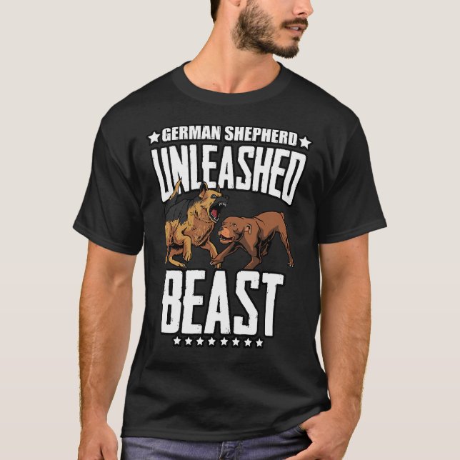 Camiseta Festa de caça de German shepherd desencadeada (Frente)