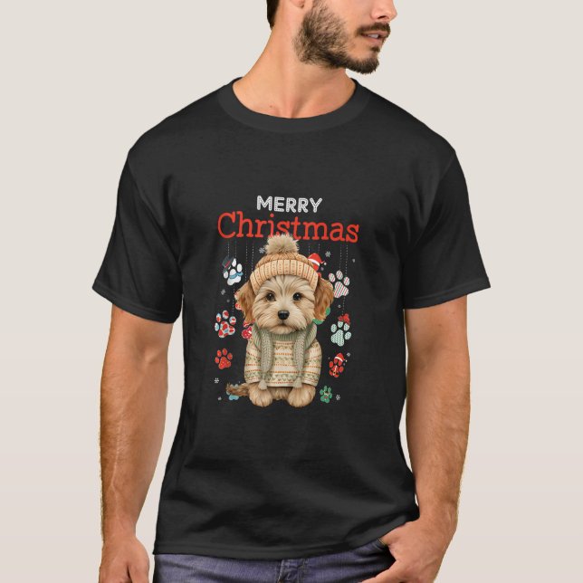 Camiseta Festa de Cachorro Festa de Natal Espírito Festivo  (Frente)