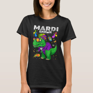 Camiseta Festa de Carnaval do Dinossauro T Rex com Contas F