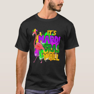 Camiseta Festa de Carnaval Engraçado Flamingo Mardi Gras Ce
