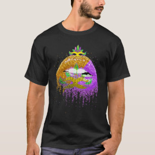 Camiseta Festa de Carnaval Lábios Mascarada de Figurino Pre
