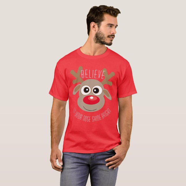 Camiseta Festa de Cartoon Red Cute de Natal (Frente Completa)