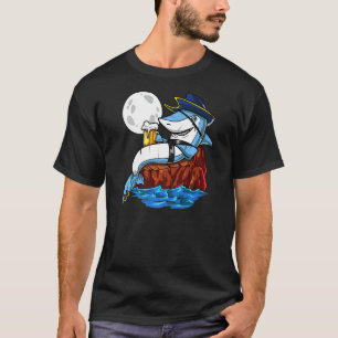 Camiseta Festa de Cerveja Pirata de Tubarão Fantasia Oceano