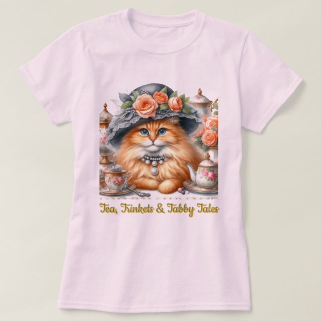 Camiseta Festa de Chá de Gato Chique Amantes de Gatos  (Frente do Design)
