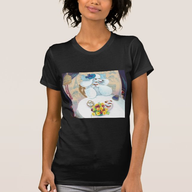 Camiseta Festa de Chá de Poodle Branco (Frente)