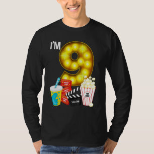 Camiseta Festa de Cinema Noite 9º Aniversário Tema Crianças