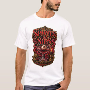 Camiseta Festa de Coquetéis de Halloween Espíritos & Sips