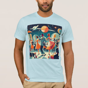 Camiseta Festa de Coquetel da Era Espacial do Meio do Sécul