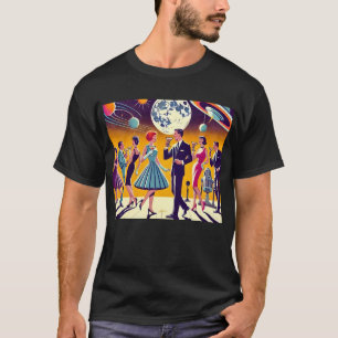 Camiseta Festa de Coquetel Espacial dos Anos 60 de Meados d
