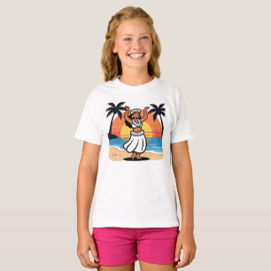 Camiseta Festa de dança havaiana na praia pôr do sol ilha t