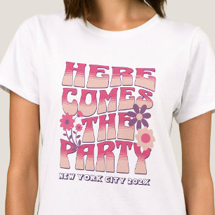 Camiseta Festa de Despedida de Solteira Aqui Vem a Festa Gr