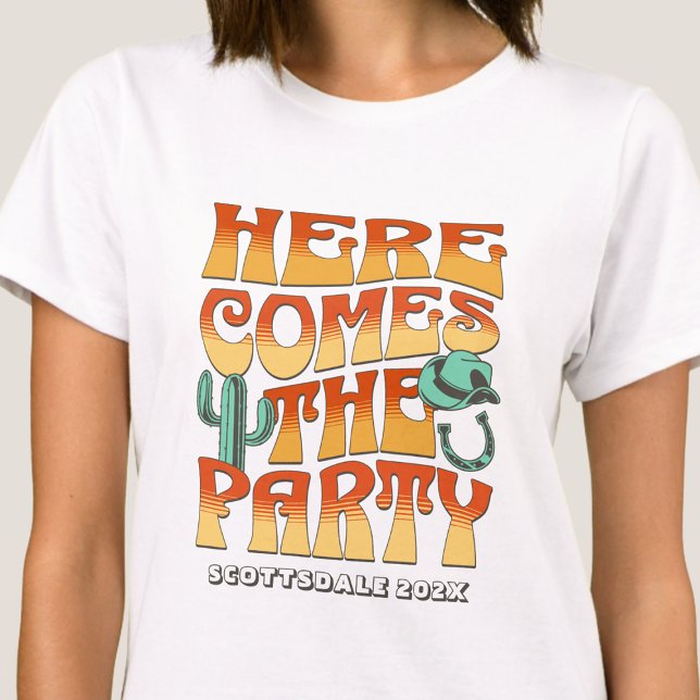 Camiseta Festa de Despedida de Solteira no Deserto Caubói O (Criador carregado)