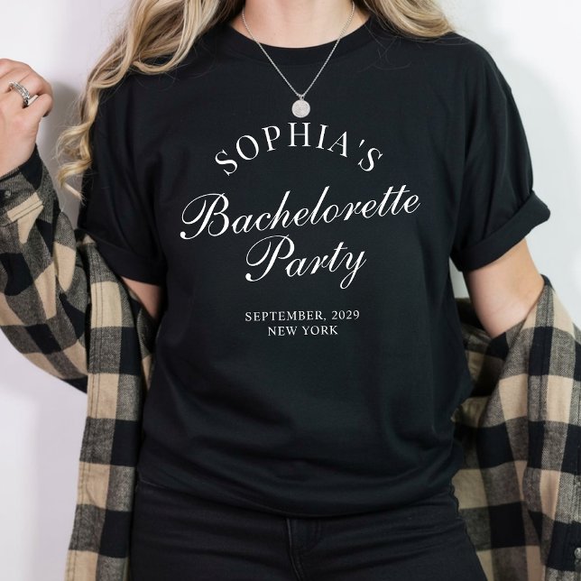 Camiseta Festa de Despedida de Solteira Personalizada com L (elegant minimalist bridesmaid shirt, custom script wedding shirt, bridesmaid thank you gift shirt)
