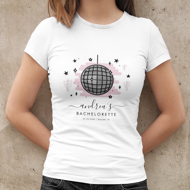 Camiseta Festa de Despedida de Solteira Retro Espaço Disco  (Criador carregado)