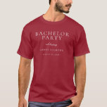 Camiseta Festa de Despedida de Solteiro Masculina Clássica<br><div class="desc">Camiseta de Festa de Despedida de Solteiro Masculina Clássica Burgundy Maroon

Siga nossa loja para muitas outras convites e designs</div>
