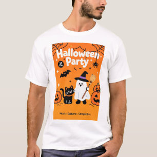 Camiseta Festa de Dia das Bruxas de Ghost Negro