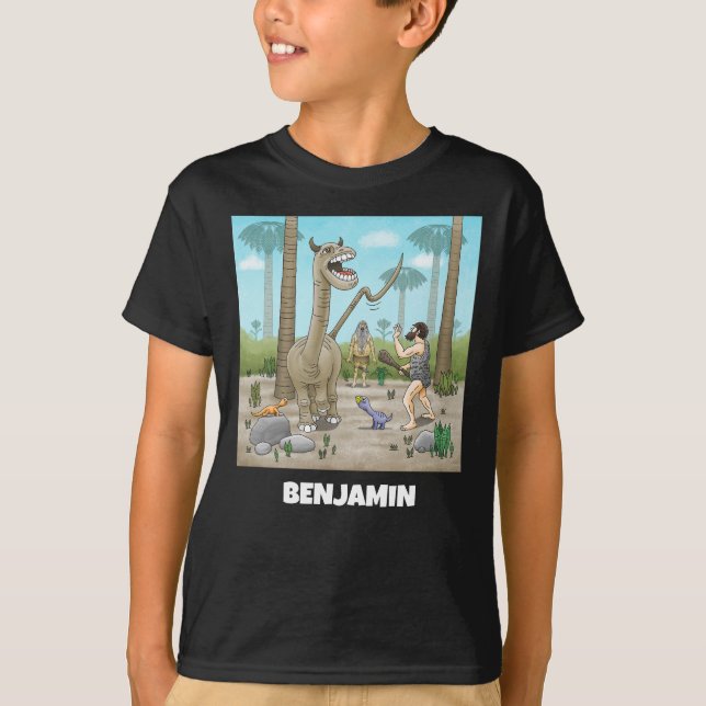Camiseta Festa de Dinossauro e Idade da Pedra (Frente)