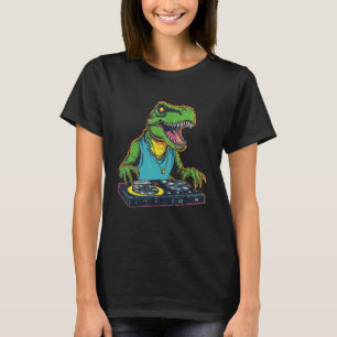 Camiseta Festa de DJ T Rex EDM Clube de Dança Dino Discotec