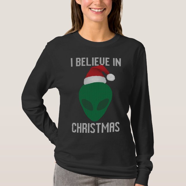 Camiseta Festa de Doce de Natal Engraçado da alienígena (Frente)