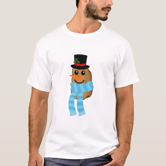 Camiseta Festa de Feriado de Batata Snowman (Frente)