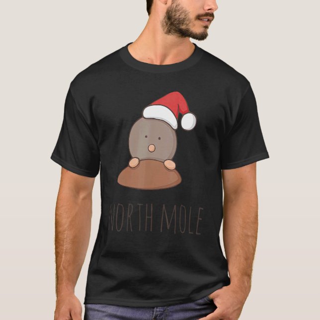 Camiseta Festa de Feriado de Santa Hat, Cute Mole Snowman (Frente)