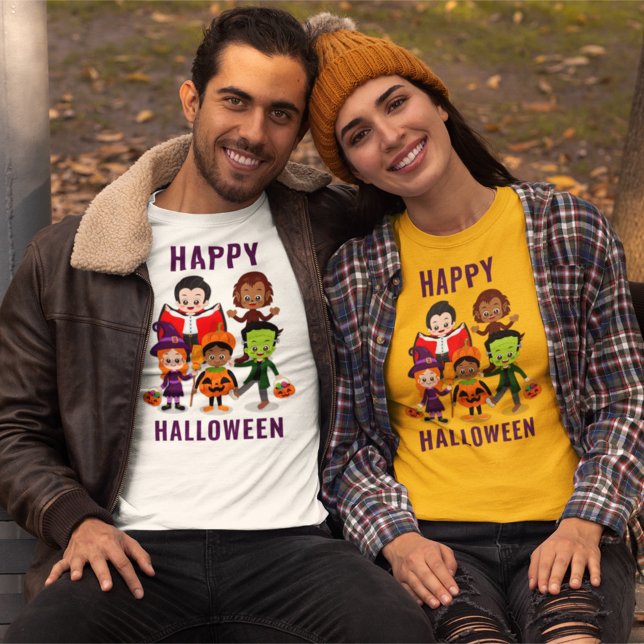 Camiseta Festa de Figuras Bonitas para Crianças do Hallowee (Criador carregado)