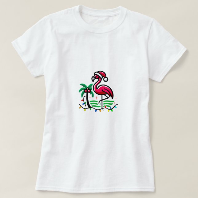 Camiseta "Festa de Flamingo de Natal" (Frente do Design)
